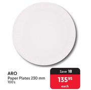 Aro Paper Plates 230mm 100's-Each