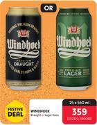 Windhoek Draught Or Lager Cans-24 x 440ml
