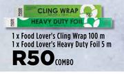 1 x Food lover's Cling Wrap 100m & 1 x Food Lover's Heavy Duty Foil 5m Combo Pack