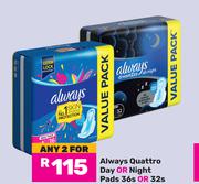 Always Quattro Day Or Night Pads 36s Or 32s-For Any 2