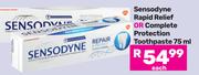 Sensodyne Rapid Relief Or Complete Protection Toothpaste-75ml Each