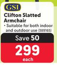 GSI Clifton Slatted Arm Chair-Each
