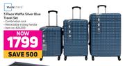 Mainstays 3 Piece Waffle Silver Blue Travel Set