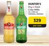Hunter's Dry Or Gold Cider NRBs-24 x 330ml Per Case