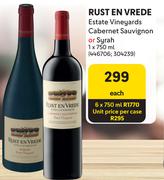 Rust En Vrede Estate Vineyards Cabernet Sauvignon Or Syrah-750ml Each