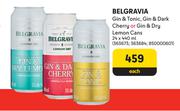 Belgravia Gin & Tonic, Gin & Dark Cherry Or Gin & Dry Lemon Cans-24 x 440ml