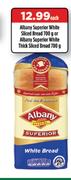 Albany Superior White Sliced Bread 700g or Albany Superior White Thick Sliced Bread 700g-Each