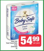 Baby Soft Toilet Tissue Rolls 2 Ply (Selected)-9s Per Pack