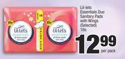Lil-Lets Essentials Duo Sanitary Pads With Wings (Selected)-16s Per Pack                            