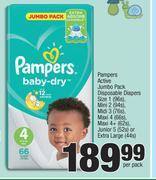 Pampers Active Jumbo Pack Disposable Diapers-Per Pack