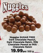 Nuggles Sugar Free Dark Chocolate Peanut-Per 100g
