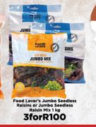 Food Lover's Jumbo Seedless Raisins Or Jumbo Seedless Raisin Mix-For 3 x 1kg