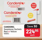 Canderel Sweetener Sachets Red Or Yellow-1000's Each