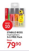 Stabilo Boss Highlighters 3+1 Free Pack