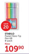 Stabilo Pastel Fibre Tip Pen 68 8 Pack