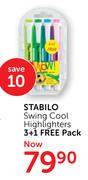 Stabilo Swing Cool Highlighters 3+1 Free Pack