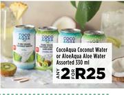 Coco Aqua Coconut Water Or Aloe Aqua Aloe Water Assorted-For 2 x 330ml