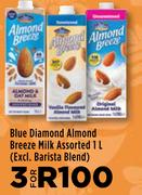 Blue Diamond Almond Breeze Milk Assorted-For 3 x 1L