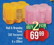 Hall & Bramley Tonic(All Variants) Cans-2 x 6 x 200ml
