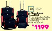 Mainstays 4 Piece Black Travel Set