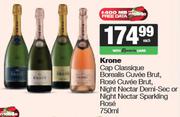 Krone Cap Classique Borealis Cuvee Brut, Rose Cuvee Brut, Night Nectar Demi-Sec-750ml Each
