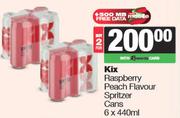 Kix Raspberry Peach Flavour Spritzer Cans-For 2 x 6 x 440ml