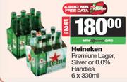 Heineken Premium Lager, Silver Or 0.0% Handies-For 2 x 6 x 330ml