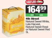 4th Street Natural Sweet White, Late Harvest, Natural Sweet Rose, Or Natural Sweet Red-5Ltr Each