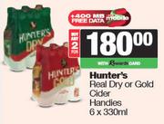 Hunter's Real Dry Or Gold Cider Handies-For 2 x 6 x 330ml