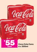 Coca Cola Cans-6 x 300ml Each