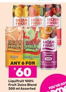 Liquifruit 100% Fruit Juice Blend Assorted-For Any 6 x  300ml