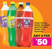 Fanta, Stoney, Sprite, Sparletts And Twist Soft Drinks Assorted-For Any 4 x 1.5Ltr