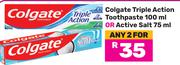 Colgate Triple Action Toothpaste 100ml Or Active Salt 75ml-For Any 2