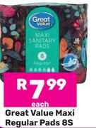 Great Value Mai Regular Pads 8's Pack-Each