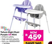 Little One Tatum High Chair (Purple Or Mint)-Each