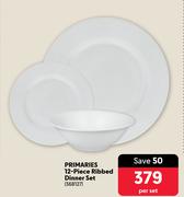 Primaries 12-Piece Ribbed Dinner Set 368127-Per Set
