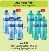 Valpre Still Spring Water 1.5L Or Sparkling Spring Water 1L-For 4