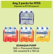 Bonaqua Pump Still Or Flavoured Water (All Variants)-For 2 x 6 x 750ml