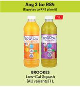 Brookes Low Cal Squash (All Variants)-For 2 x 1L