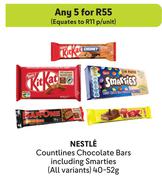 Nestle Countlines Chocolate Bars Including Smarties (All Variants)-For 5 x 40g-52g