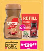Nescafe Classic Crema Instant Coffee 200g Or Refill 230g-Each