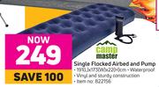 Camp Master Single Flocked Airbed And Pump