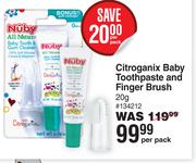 Nuby Citroganix Baby Toothpaste & Finger Brush-20g Per Pack