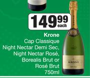 Krone Cap Classique Night Nectar Demi Sec,Night Nectar Rose,Borealis Brut Or Rose Brut-750ml Each