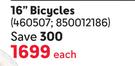 Barbie Or Spiderman 16" Bicycles-Each