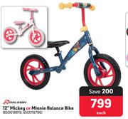 Raleigh 12" Mickey Or Minnie Balance Bike