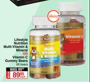 Lifestyle Nutrition Multi Vitamin & Mineral Or Vitamin C Gummy Bears 60 Bears-Each