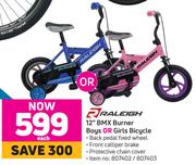 Raleigh 12" BMX Burner Boys Or Girls Bicycle-Each