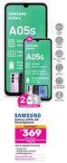 2 x Samsung Galaxy A05s 5G Smartphone-On 1.3GB Red Top Up Core More Data + Flexi 80
