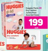 Huggies Pants Or Dry Comfort Jumbo Pack Assorted Sizes-Each